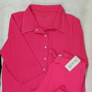 Kenneth Too Pants Set Womens Size Large Pink‎ NWT